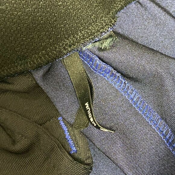 Koral Sweatpants Women MEDIUM Blue Black Reverie Shantung Slim Fit Stretch Waist - Picture 6 of 7